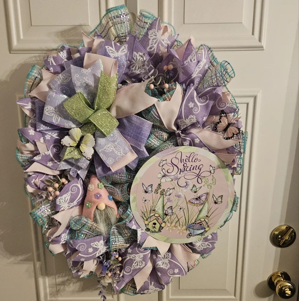 Hand Crafted Purple and Green Spring Wreath